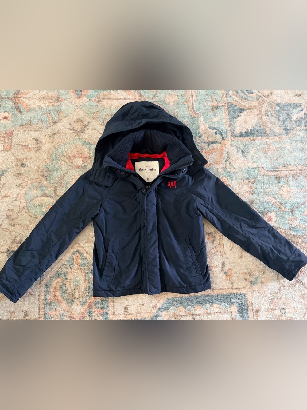 Abercrombie & Fitch Kids Navy Hooded jacket with Red Trim